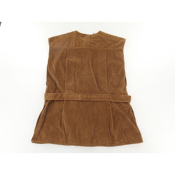Vintage Corduroy Vest Safari Utility Multi Pocket Womens Size 6 Brown Button Up - Picture 3 of 7